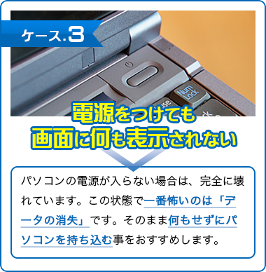 電源をつけても画面に何も表示されない