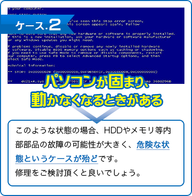 パソコンが固まり動かなくなるときがある